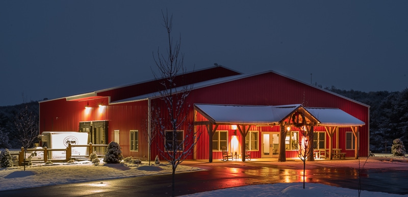 Decorative Timber Frame Entrance on Metal Commercial Building