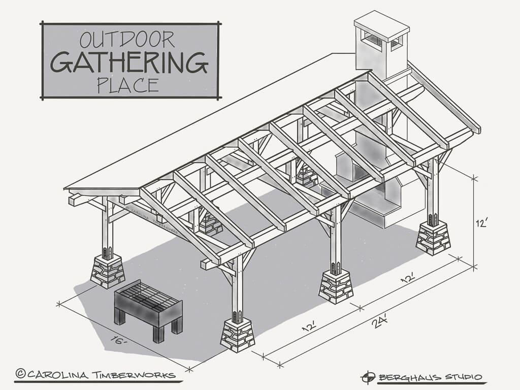 Post and Beam Covered Shelter