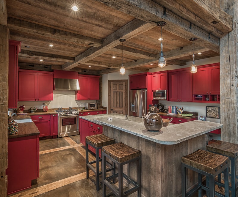 reclaimed wood kitchen beams highlands nc