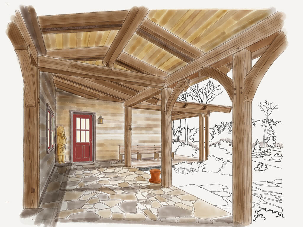 Timber Frame Covered Walkway Breezeway