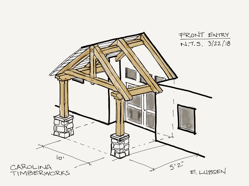 Timber Frame Entry Drawing