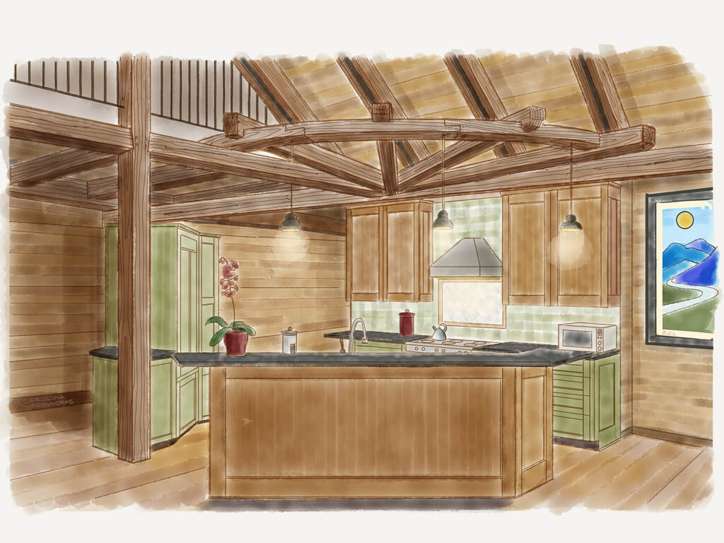 Timber Frame Kitchen Island